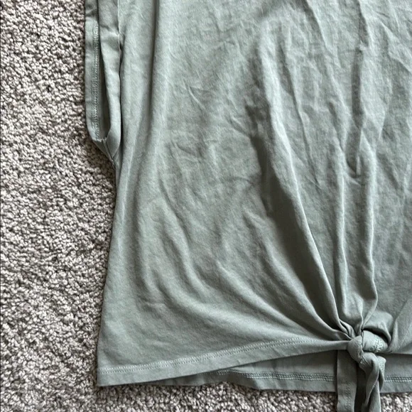 Casual Knot-Front Top in Sage Green - Picture 2 of 6